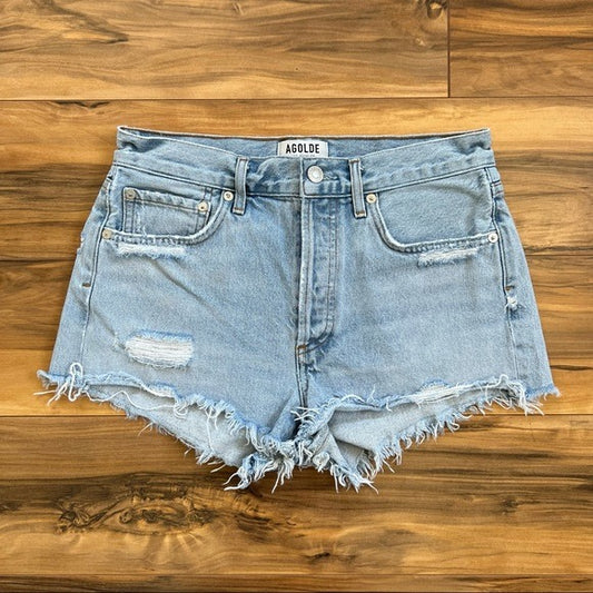 Agolde Distressed High Rise Shorts