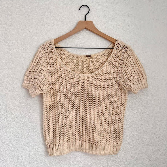 Free People Knitted Mock Neck Short Sleeve Sweater