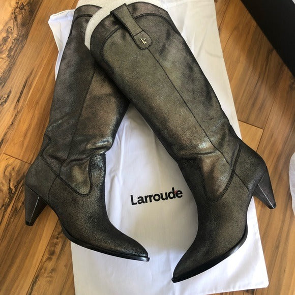 Larroudé Louise Boot in Graphite Shine