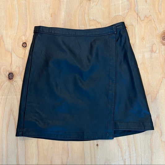 Abercrombie & Fitch Vegan Leather Wrap Mini Skirt