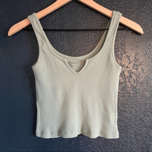 Brandy Melville Ribbed Sage Crop Top Tank