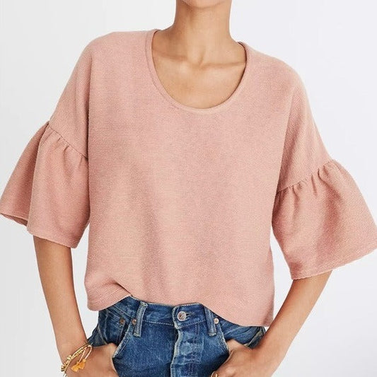 Madewell Pink Gathered-Sleeve Top