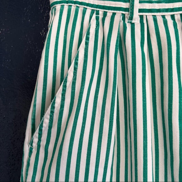Vintage Eddie Bauer Pinstripe Long High Waisted Pleated Front Trouser Shorts