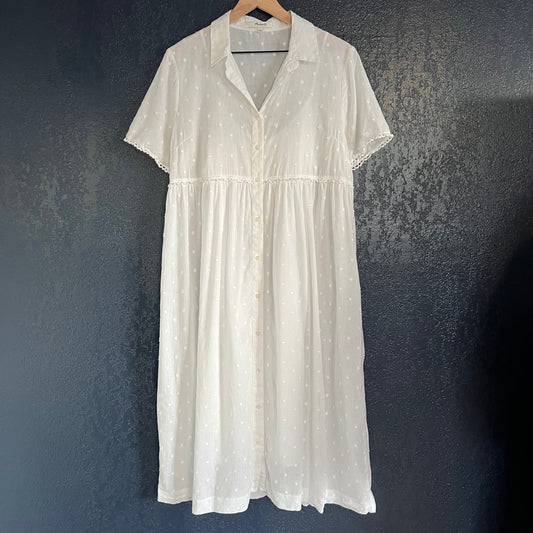 Madewell White Clipdot Midi Shirtdress
