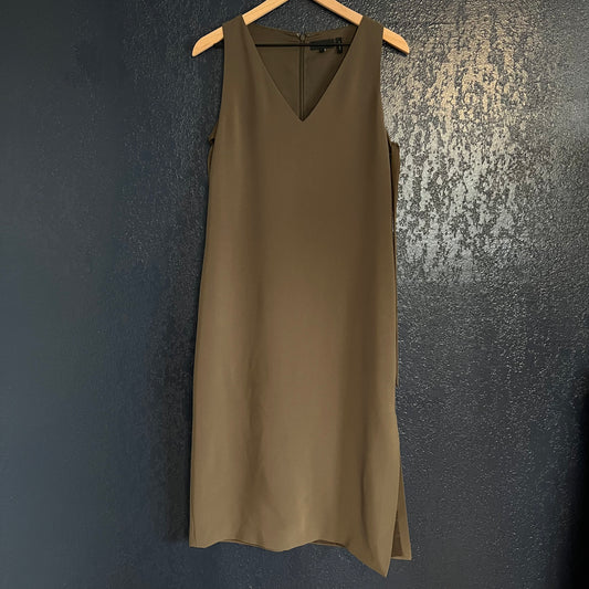 Theory Natia Maxyne Crepe Shift V-neck Midi Sleeveless Dress